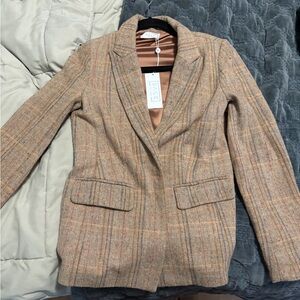 Sage Beige Checkered Blazer